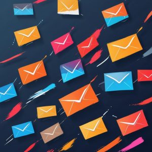 a group of colorful envelopes flying through the air representing best practice in email marketing